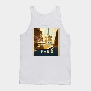 Paris Streetscape Vintage Travel Art Poster Tank Top